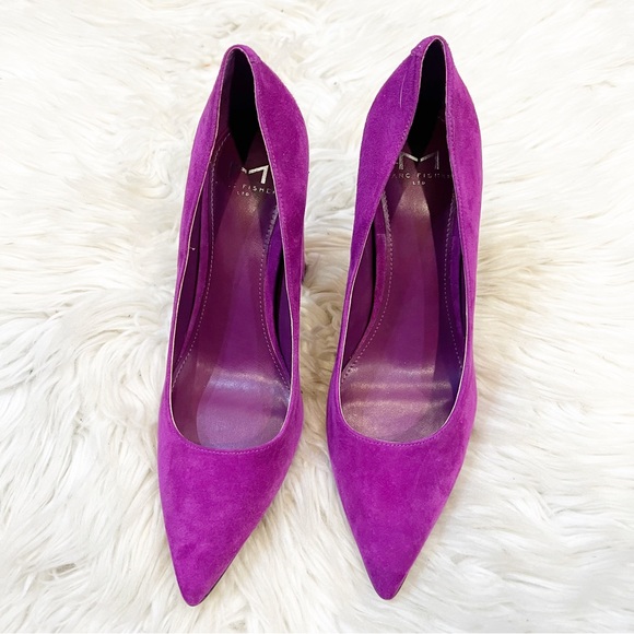 Marc Fisher LTD Magenta Suede Abilene Pointy Toe Block Heel Pumps Size 6M - Picture 3 of 9